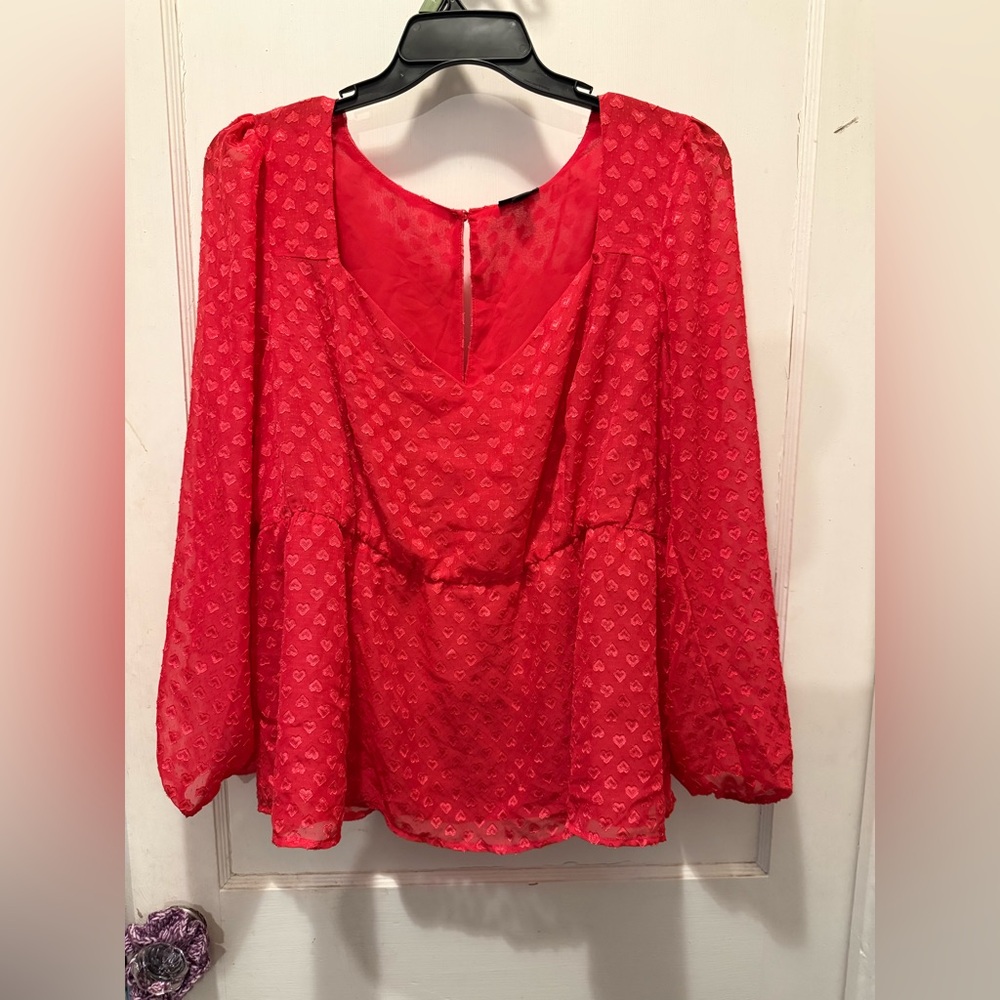 Torrid Red Women's Peplum Hearts Top